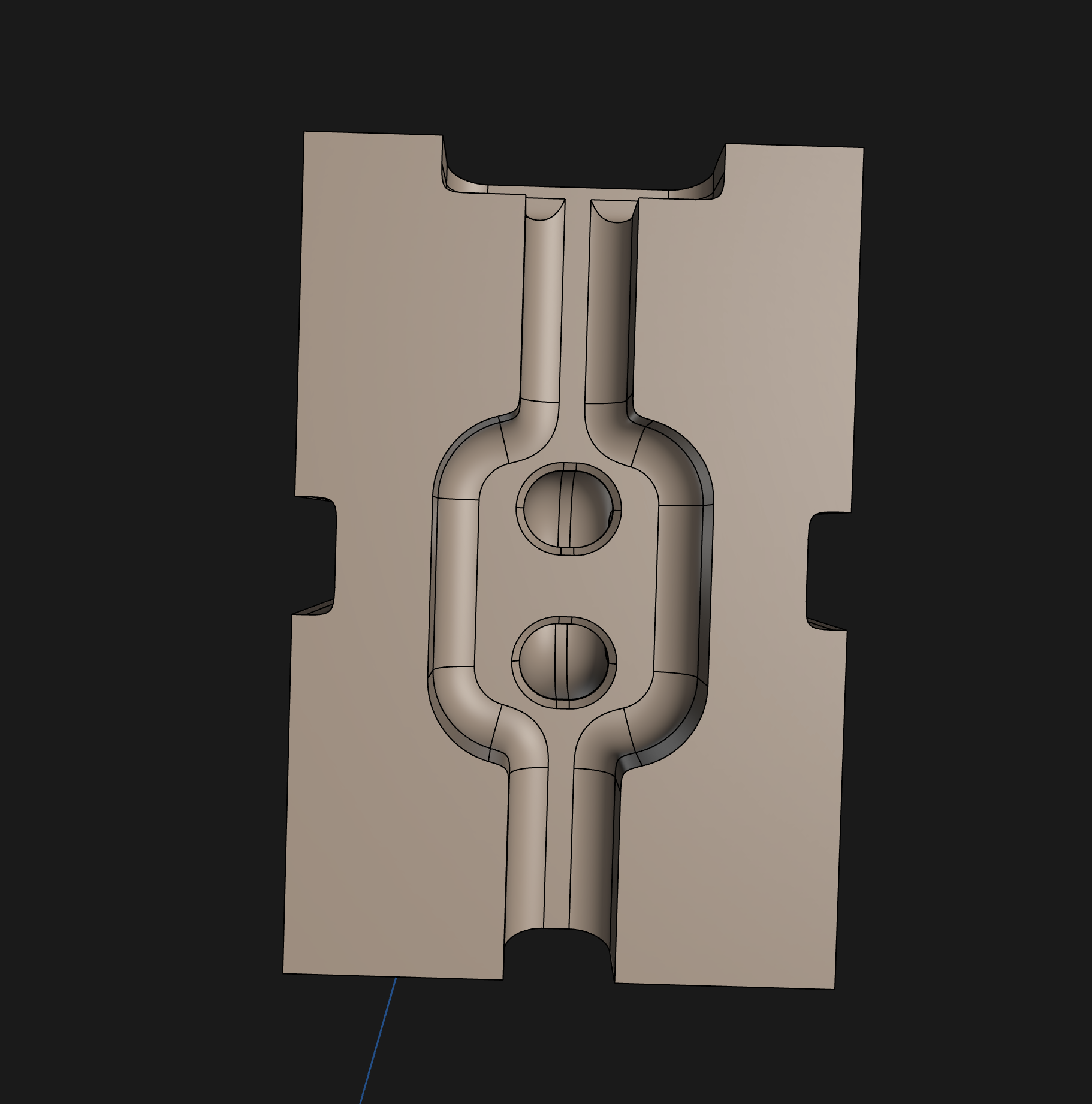 The bottom of a cable management Slate Module.